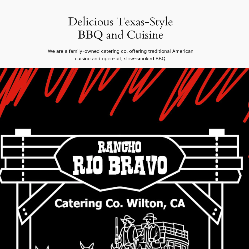 A screenshot of a website for a BBQ company.