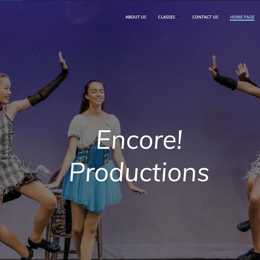 A screenshot of a website for a dance school.
